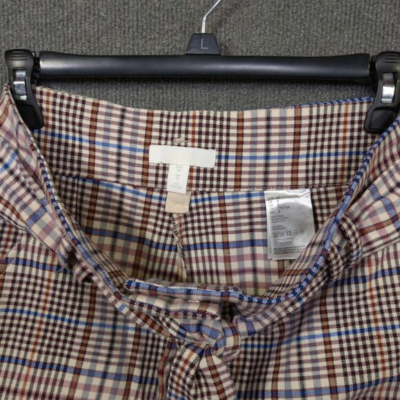 HM Wide Leg Pants Womens 8 Plaid Tie Belt High Rise Waist Pockets Office Career - Picture 10 of 14